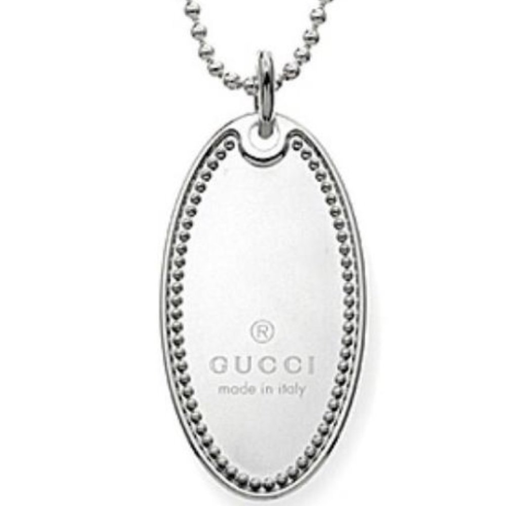 Gucci Sterling Silver Oval Charm Necklace NEW IN BOX - Picture 1 of 5